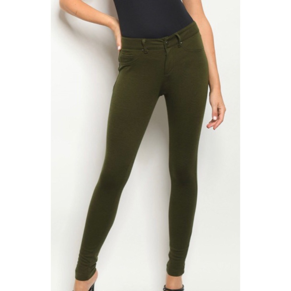 🍂 Army Green Suede Jeggings 🍂